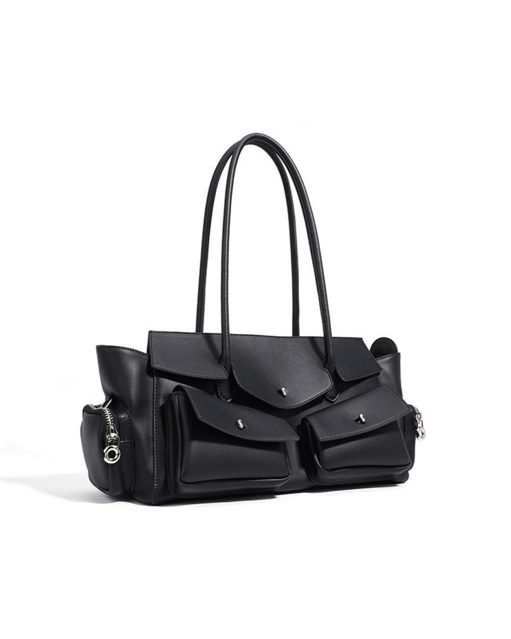 structured tote with multi-pocket flap design - ASTRIDU