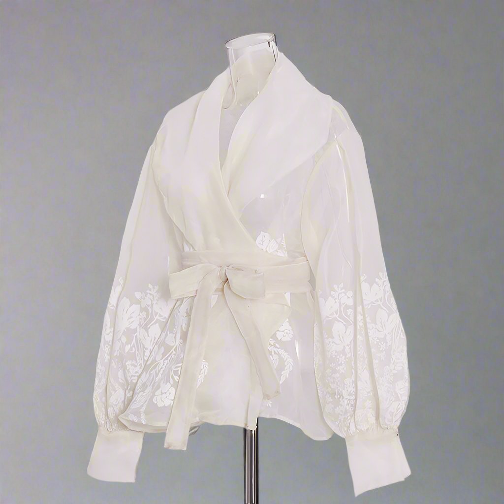 White blouse with floral design - Celtam