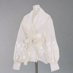 White blouse with floral design - Celtam