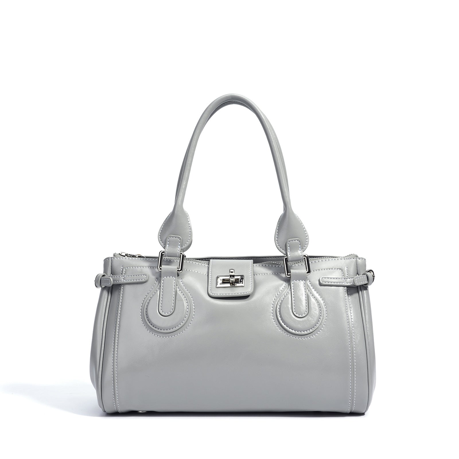 structured patent shoulder bag with buckle detail - AMIRDA
