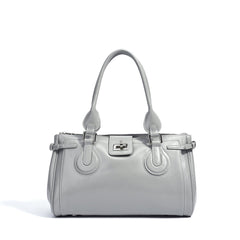 structured patent shoulder bag with buckle detail - AMIRDA