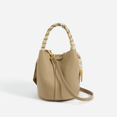 mini bucket bag with printed scarf handle – SANDY