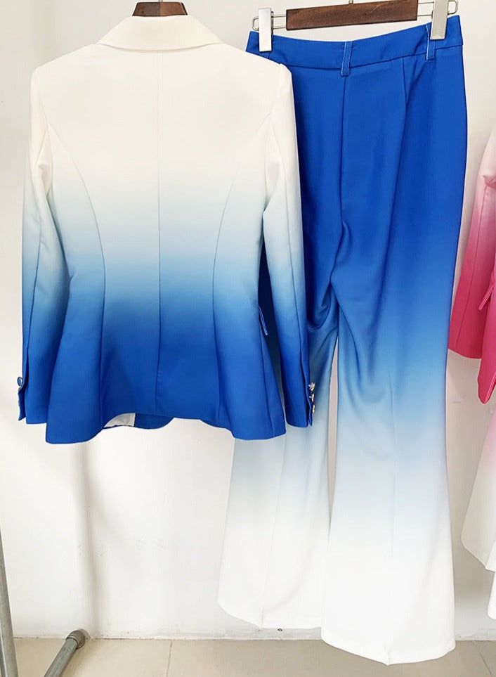gradient tailored pantsuit with single-breasted blazer – Fannanah