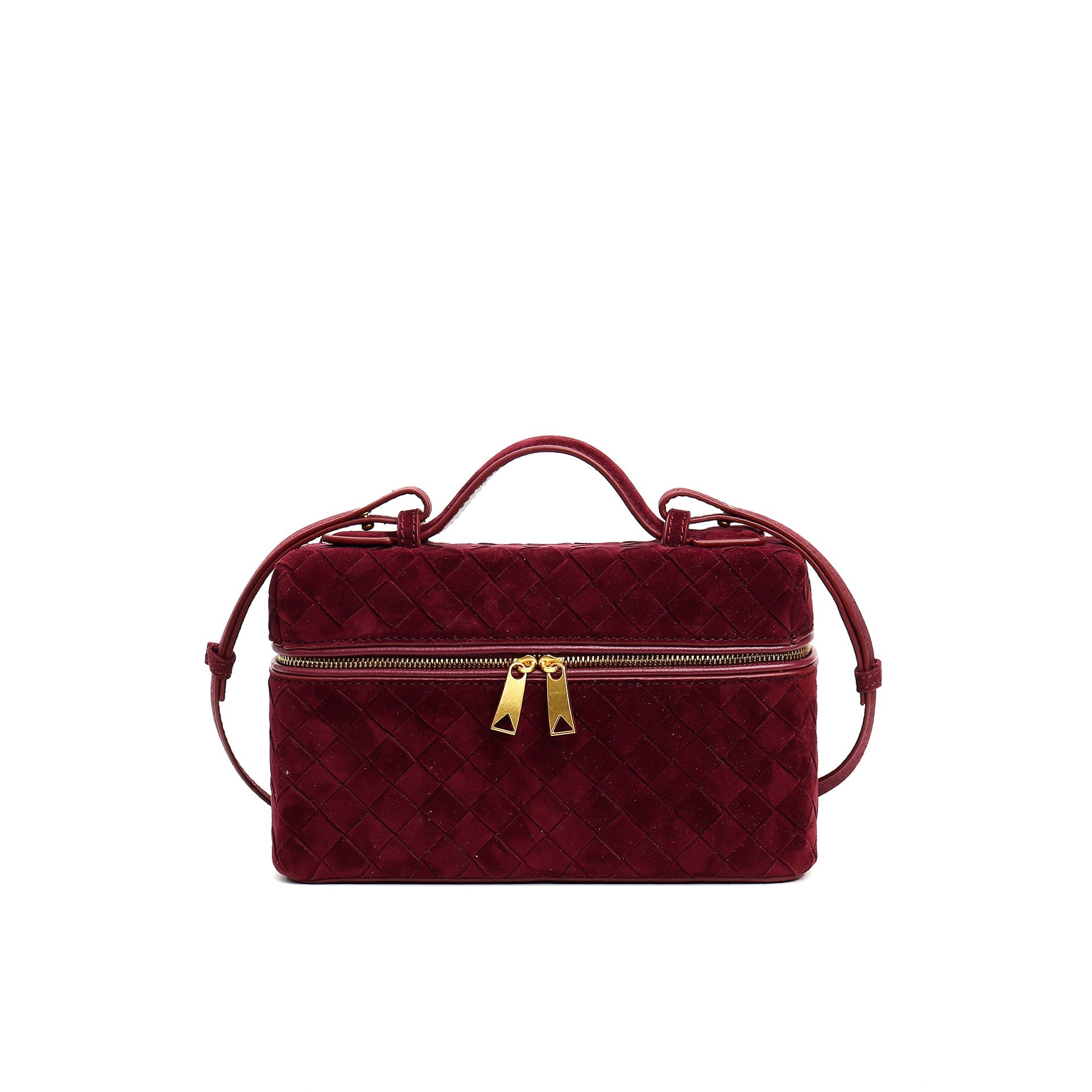 structured suede vanity bag with top handle - NOYA