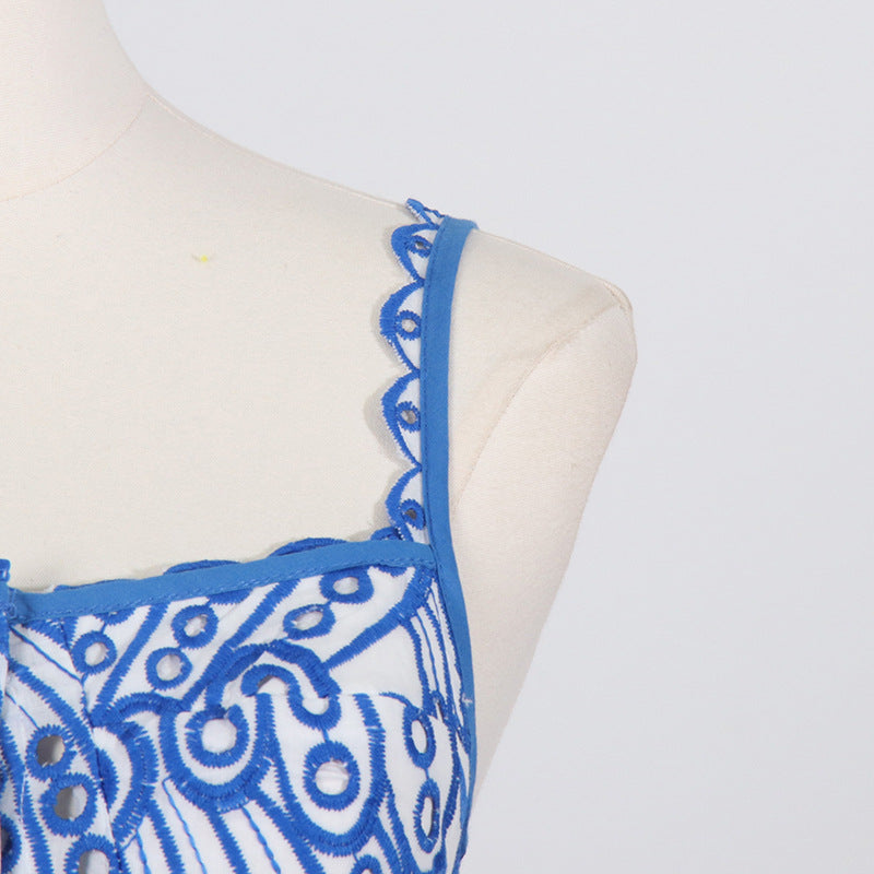 printed ruffle-hem sundress with spaghetti straps – Callisto