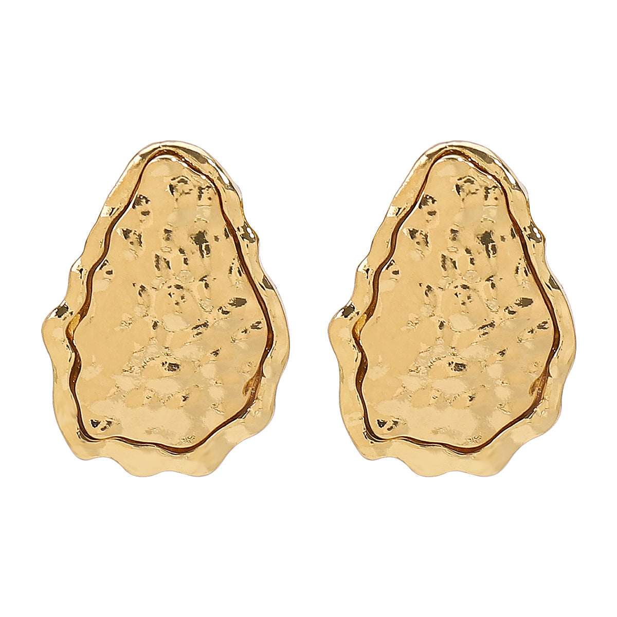 textured oval stud earrings with irregular edge trim - ALMAV