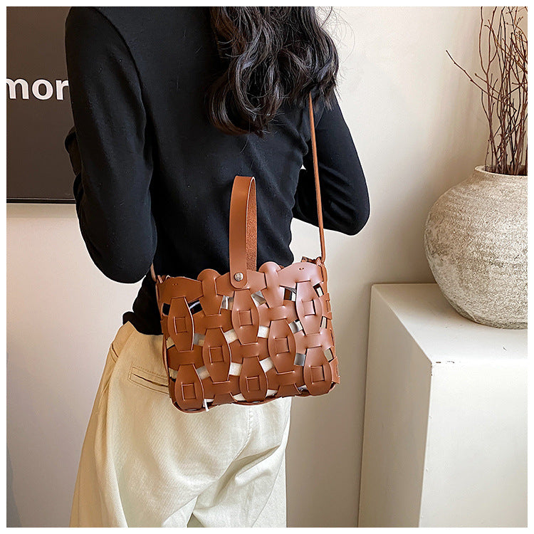 woven leather cage tote – BRAXA