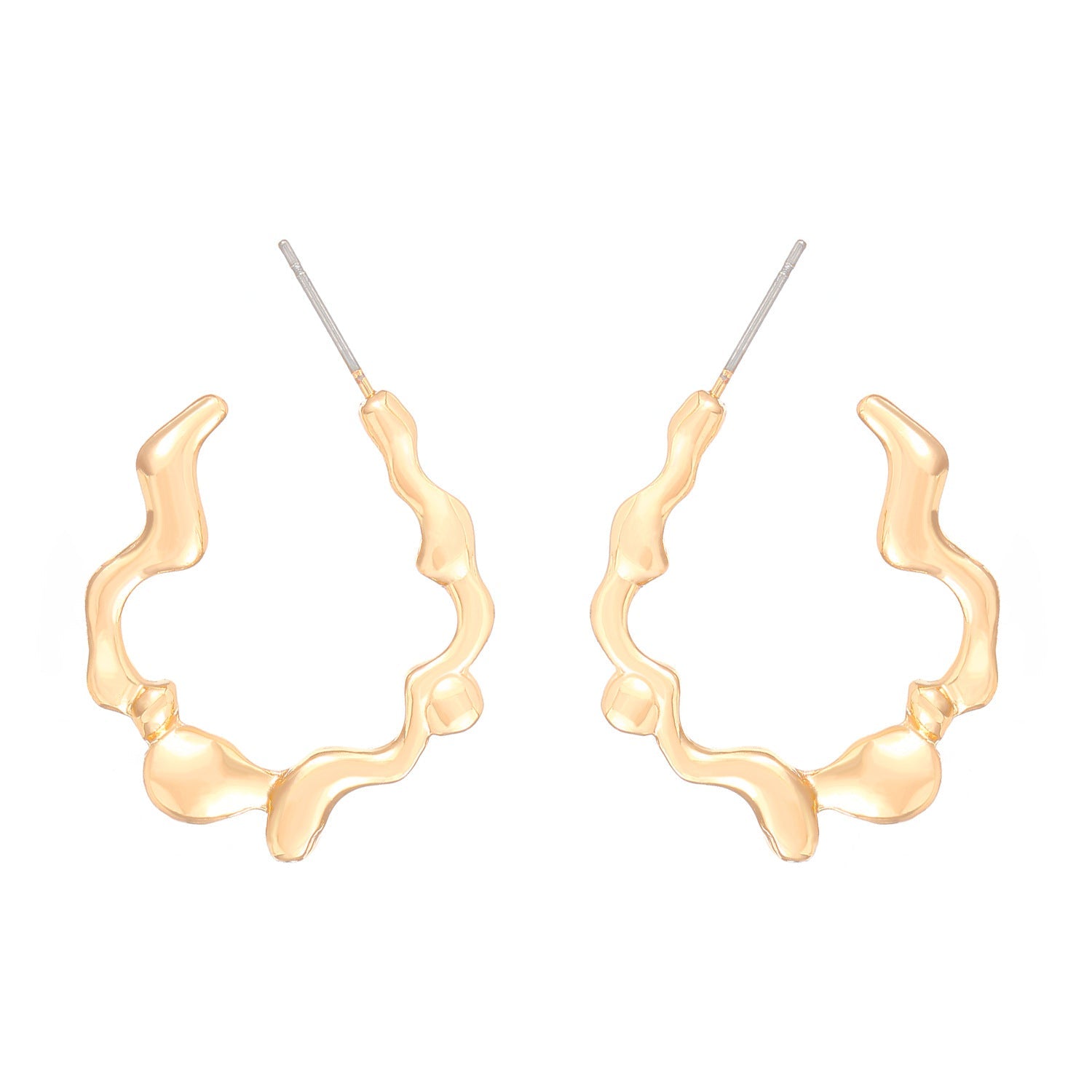 Organic wave hoop earrings with fluid silhouette - Nalma