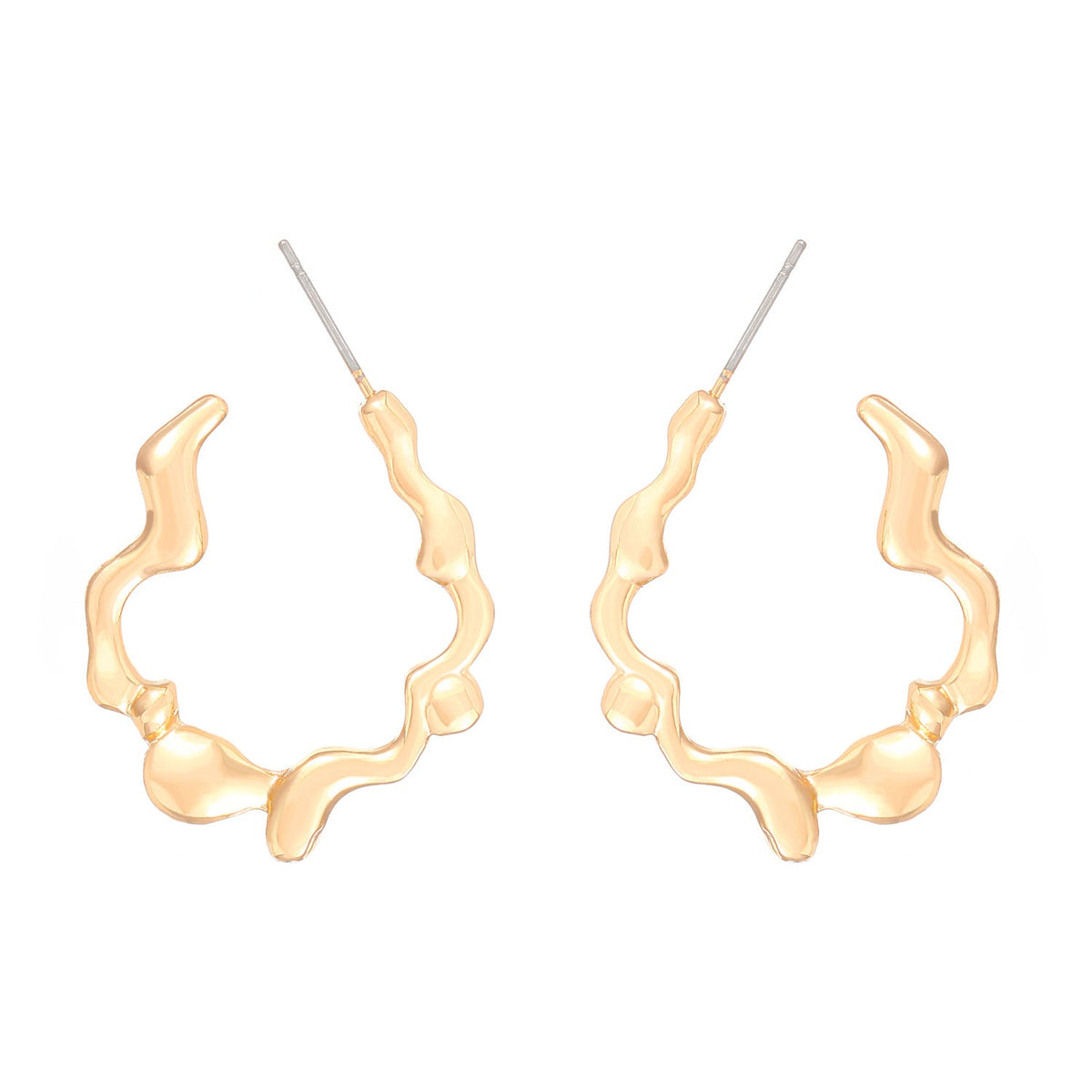 Organic wave hoop earrings with fluid silhouette - Nalma