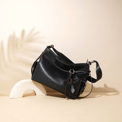 slouchy shoulder bag with knotted tassel – MOCHA