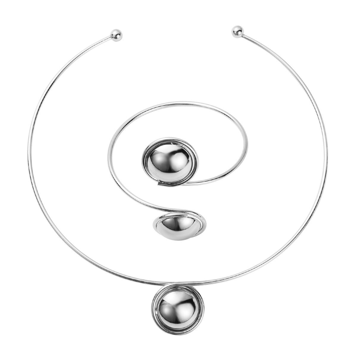 metal sphere choker and open cuff bracelet set - NOVAX