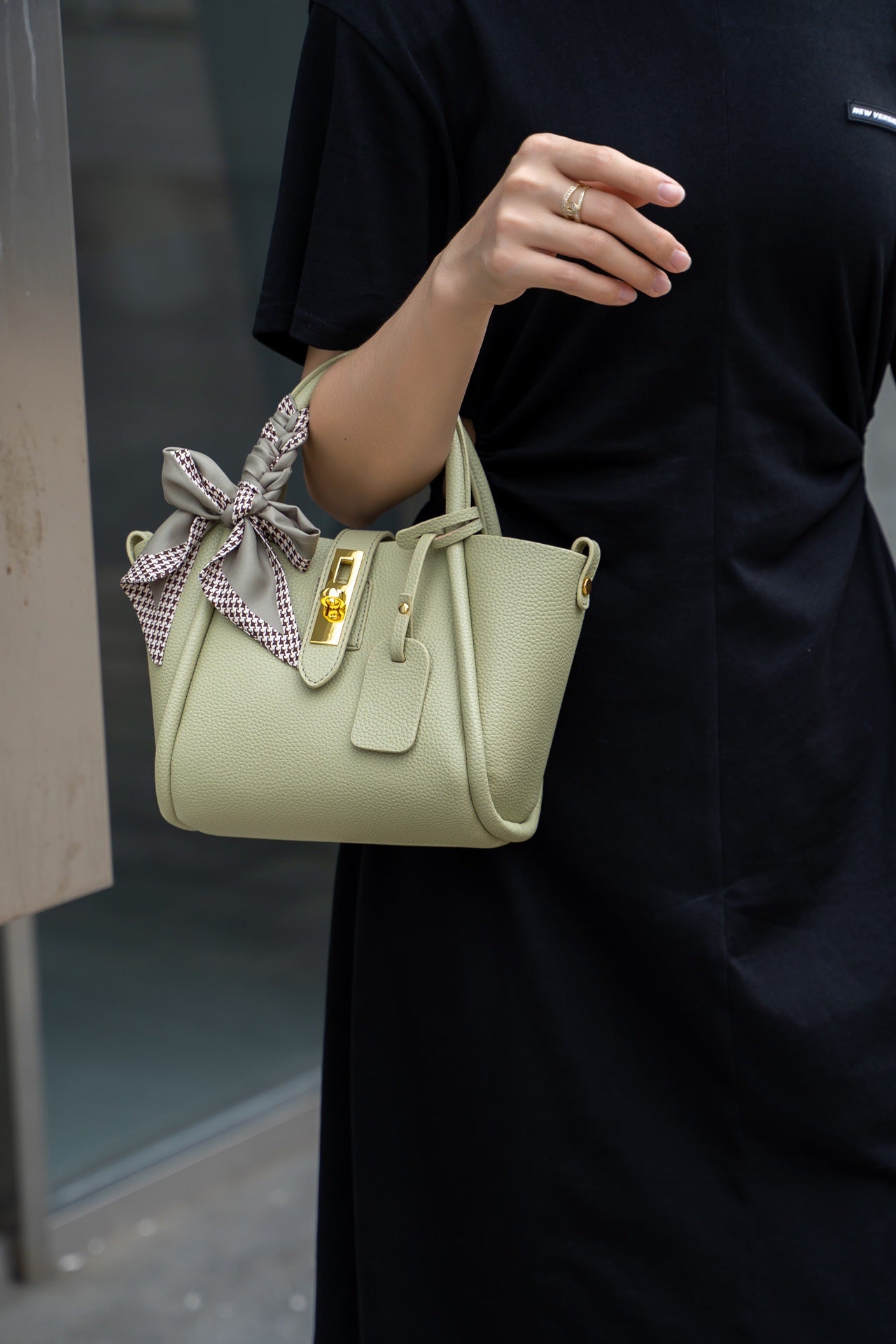 structured top-handle tote with silk scarf detail – MILAW