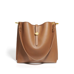 caramel shoulder bag with gold hardware – VERA