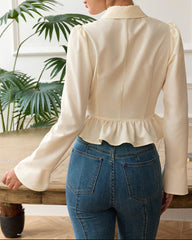 Peplum blouse with puff sleeves - Tinwu