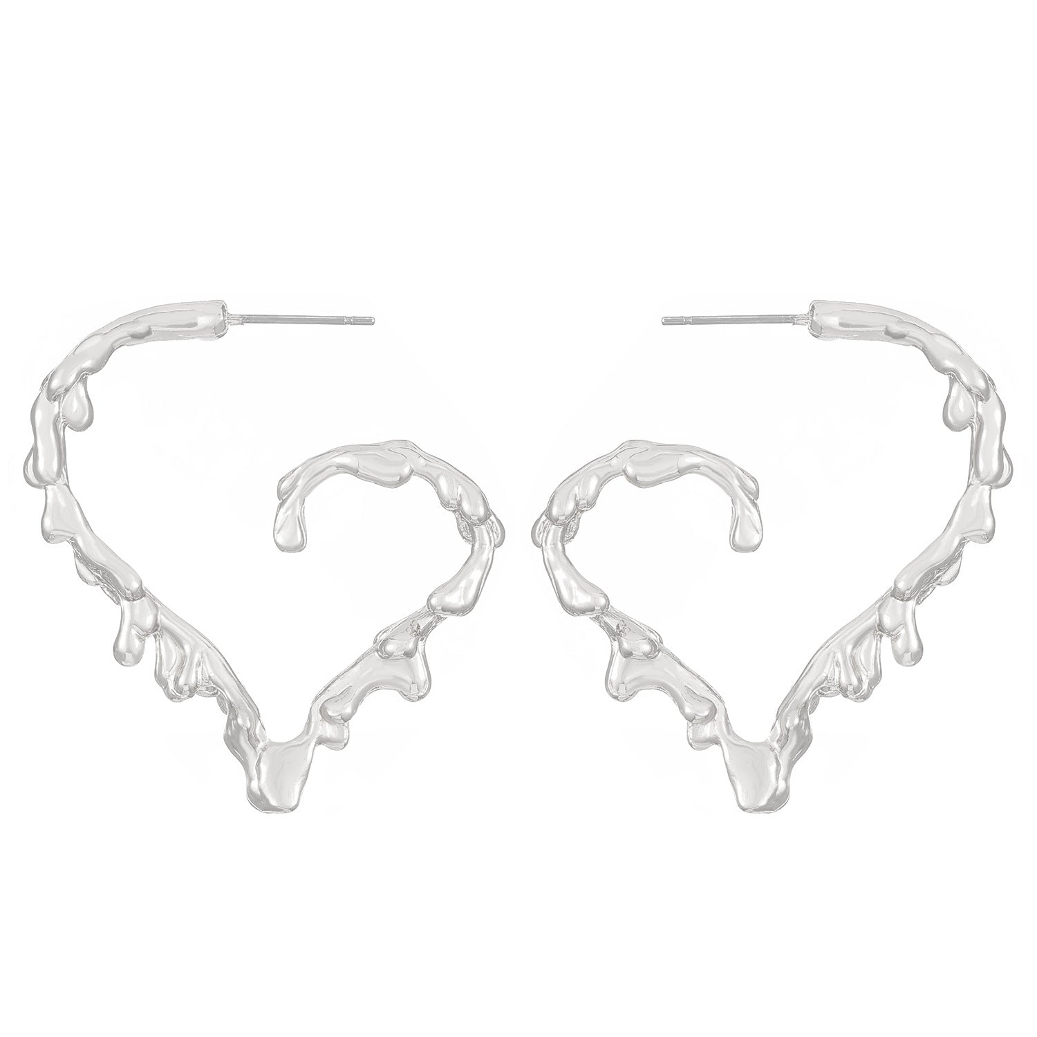 Molten heart-shaped hoop earrings with sculpted texture - Lamno