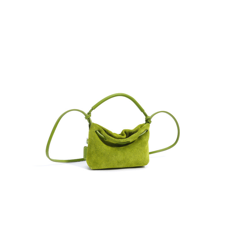 mini suede drawstring bag with top handle - ELVA