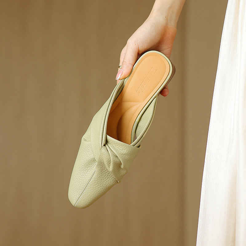 knotted faux leather mules with stacked block heels – AVIA