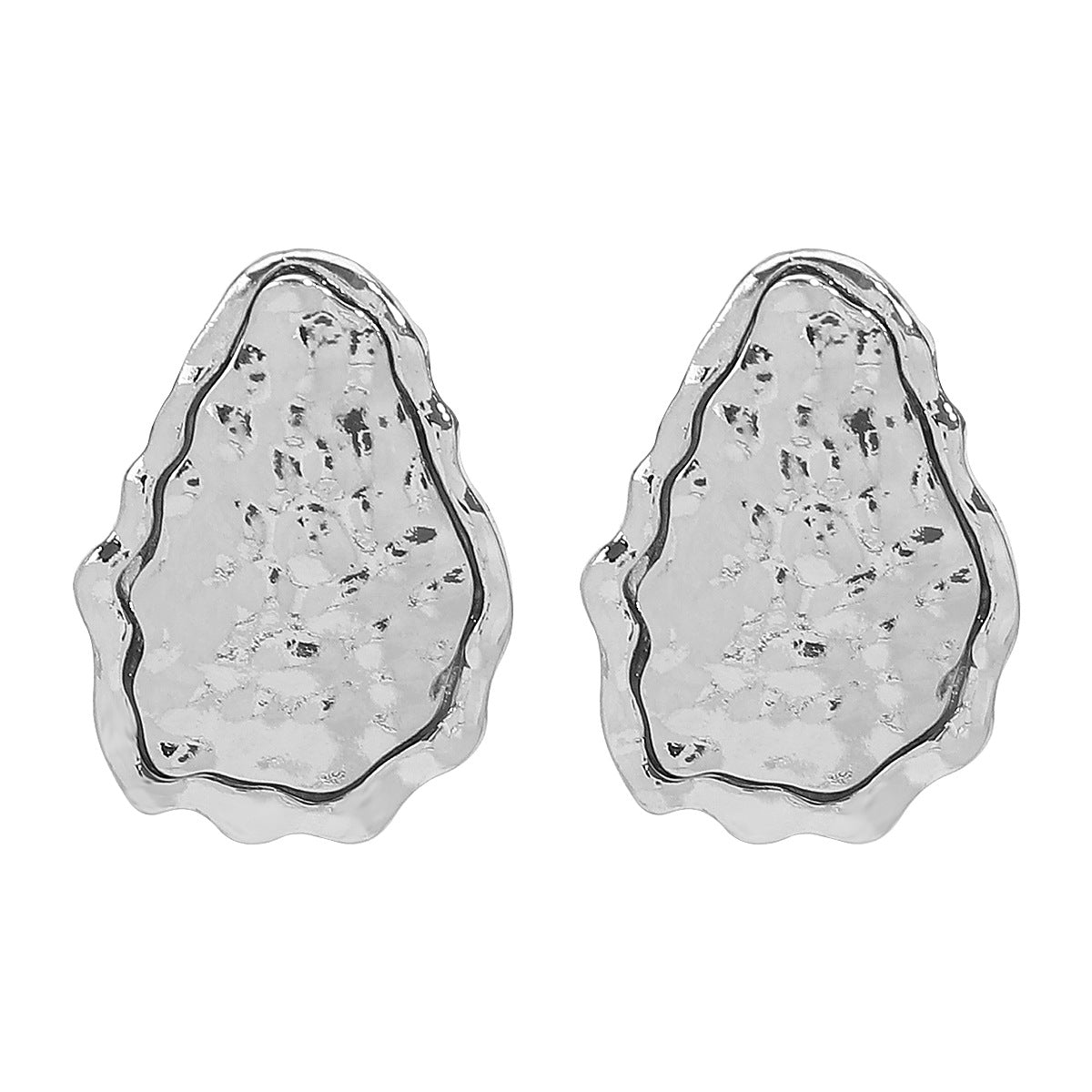 textured oval stud earrings with irregular edge trim - ALMAV