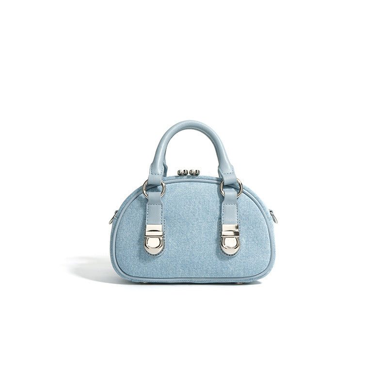 denim dome bag with leather trim – STELLA