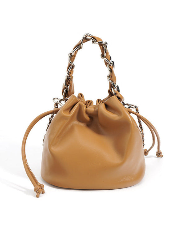 drawstring bucket bag with chunky chain handle – LUNZA