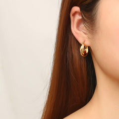 Double-layered gold hoop earrings with polished finish - Amsol