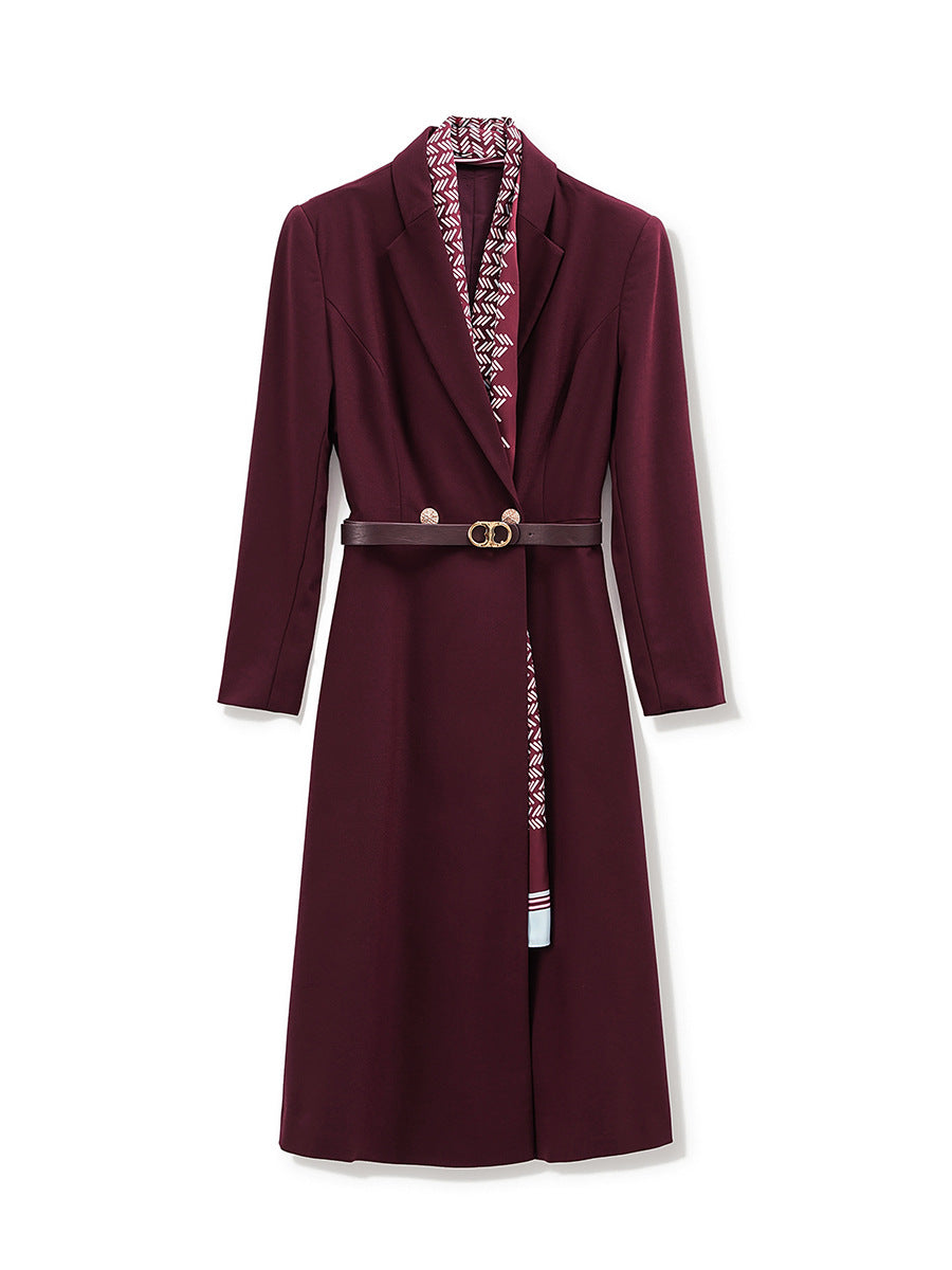 long tailored jacket with printed lapel and belt - SOFIAR
