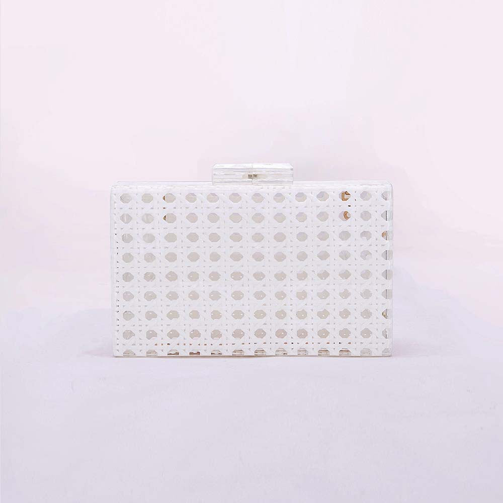 Rectangular box clutch with beaded edges - Irtinu
