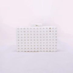 Rectangular box clutch with beaded edges - Irtinu