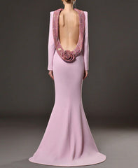 long sleeve mermaid dress with embellished high neckline – LILIA
