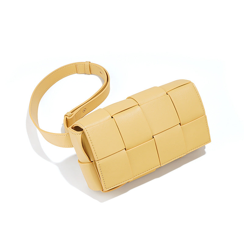 woven leather belt bag in lime – LEXI
