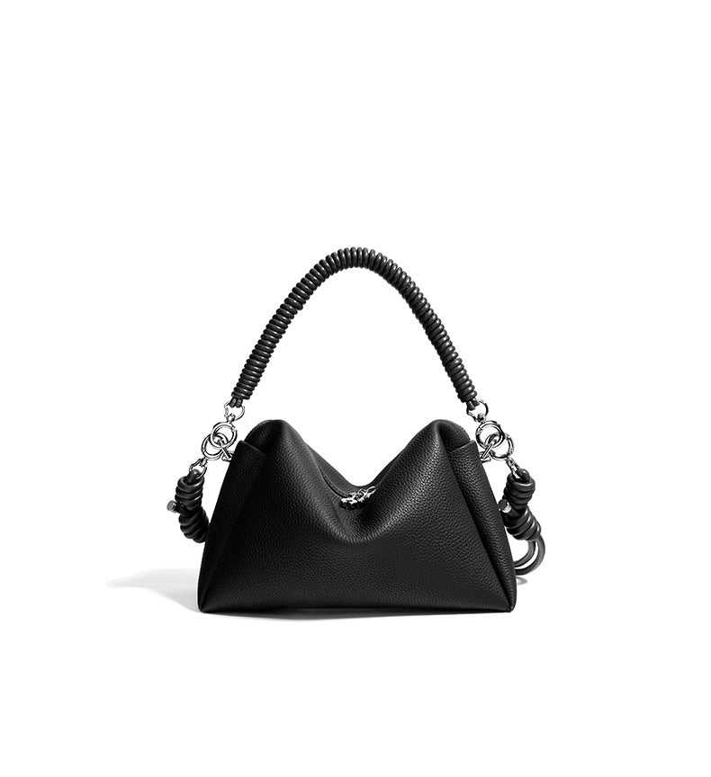 geometric leather handbag with coiled handle – SIENNA