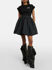 ruched faux leather boots with sculpted arch heels – NOIRÉA