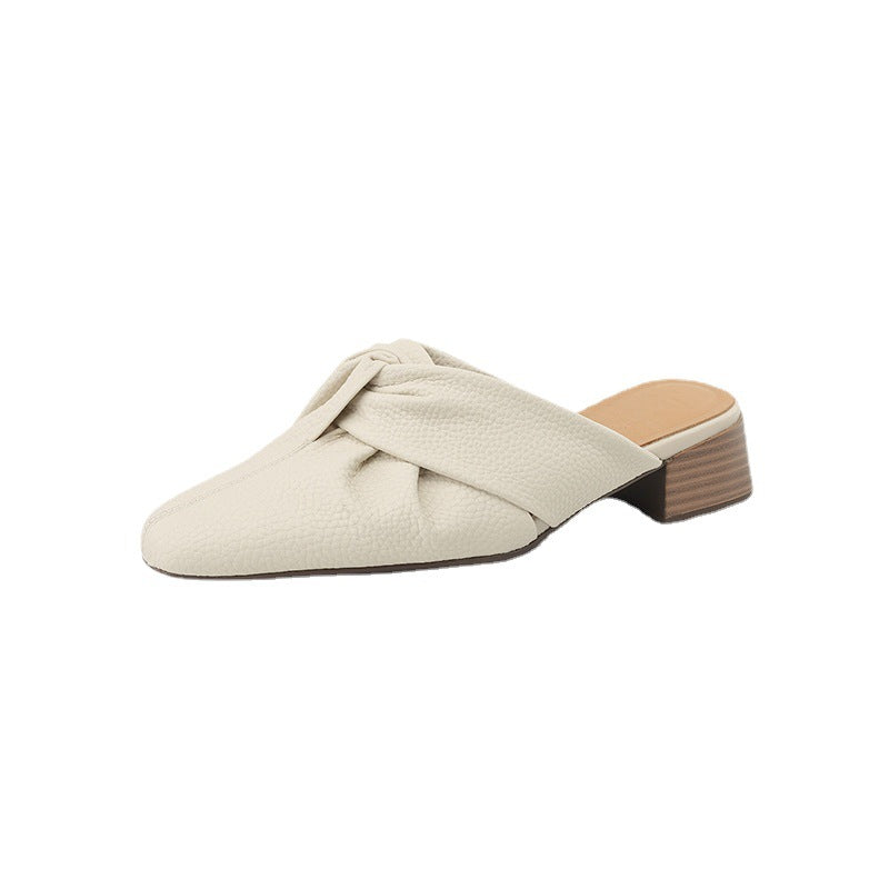 knotted faux leather mules with stacked block heels – AVIA