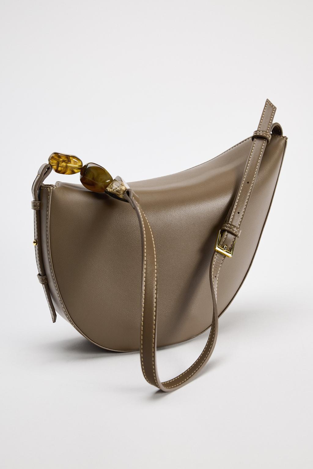 crescent-shaped shoulder bag with resin bead detail – ONRA