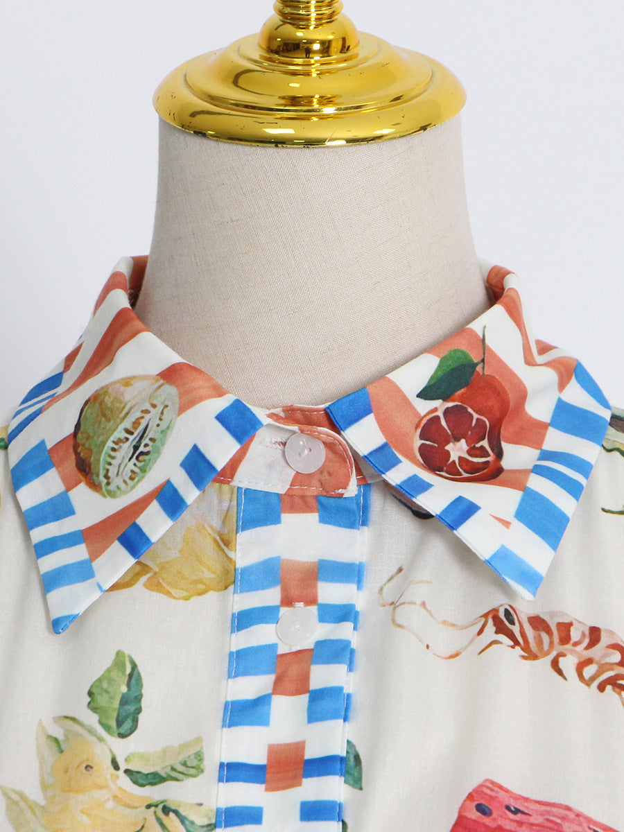 printed shirt dress with striped hem – Babsedh