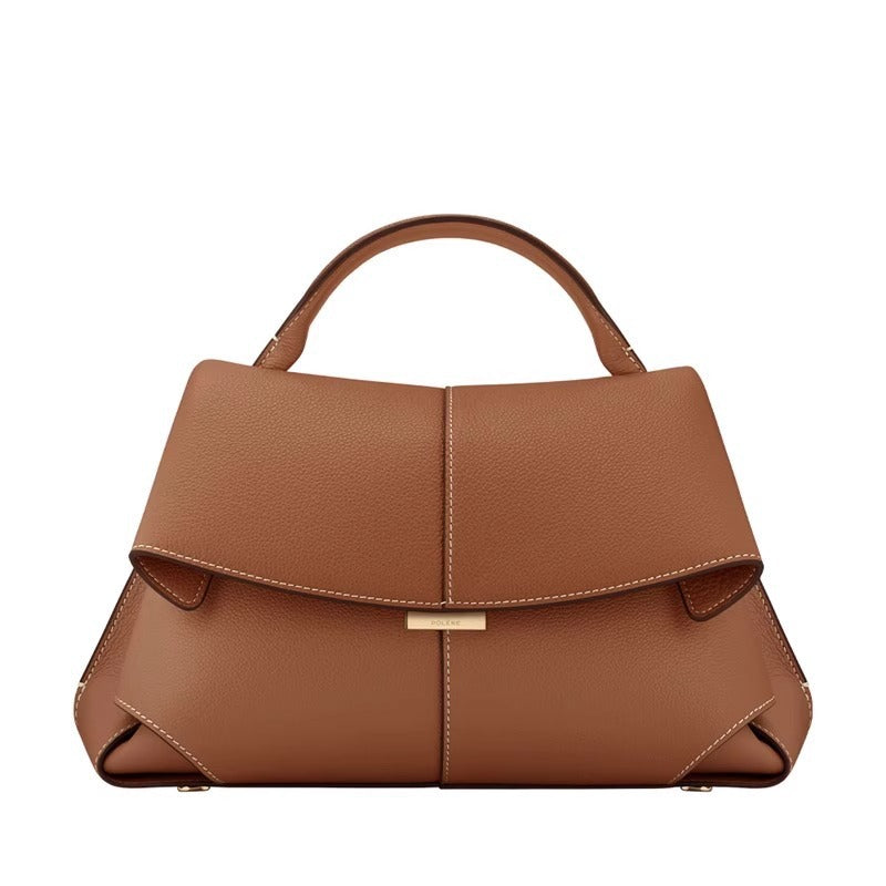 folded flap leather top-handle bag – VERA