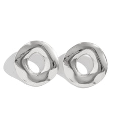Asymmetrical hollow circle earrings with fluid surface - Nolmas