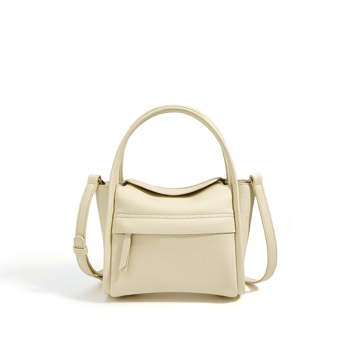 structured grainy leather top handle bag with detachable strap - MIRJA