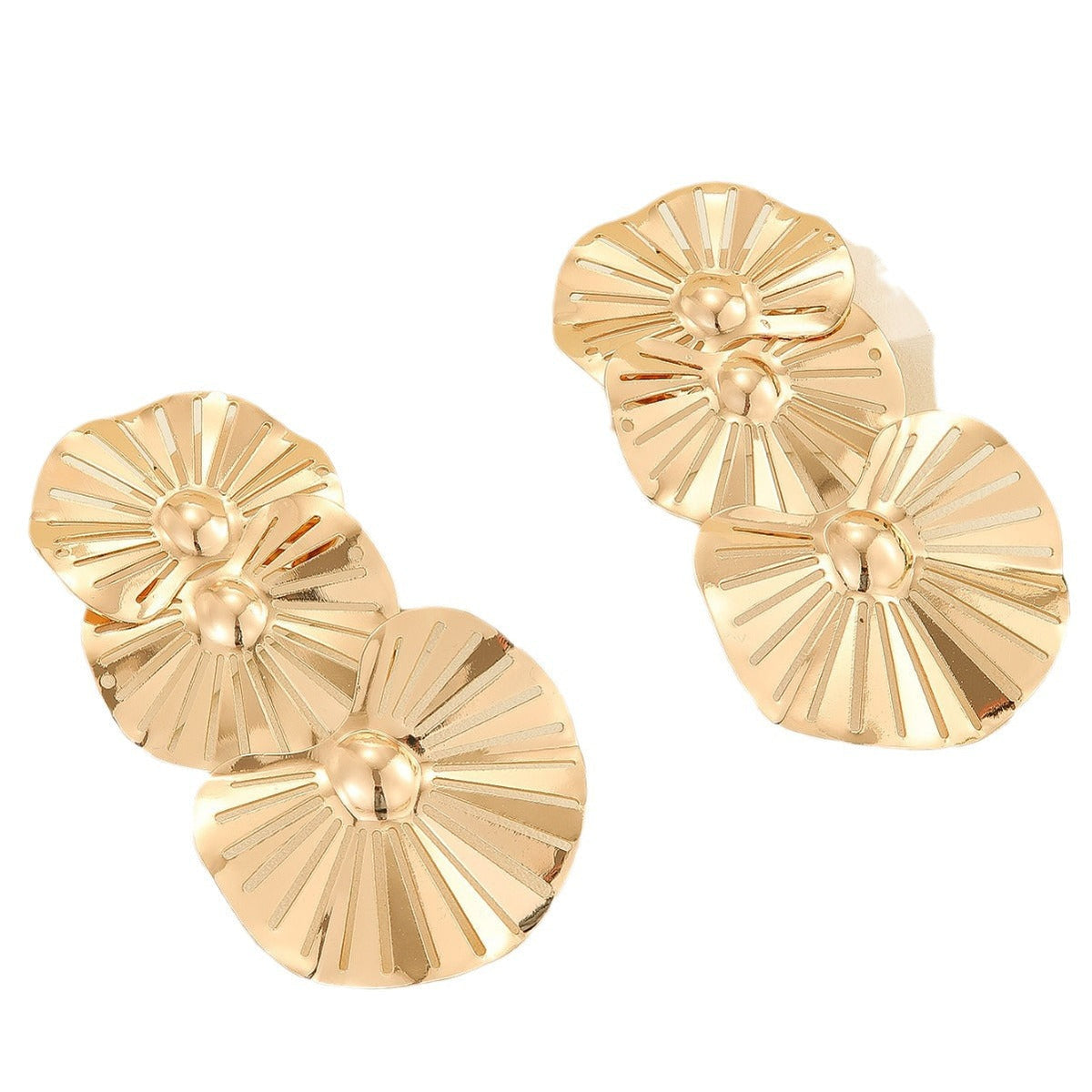 Layered floral fan statement earrings – Augrli