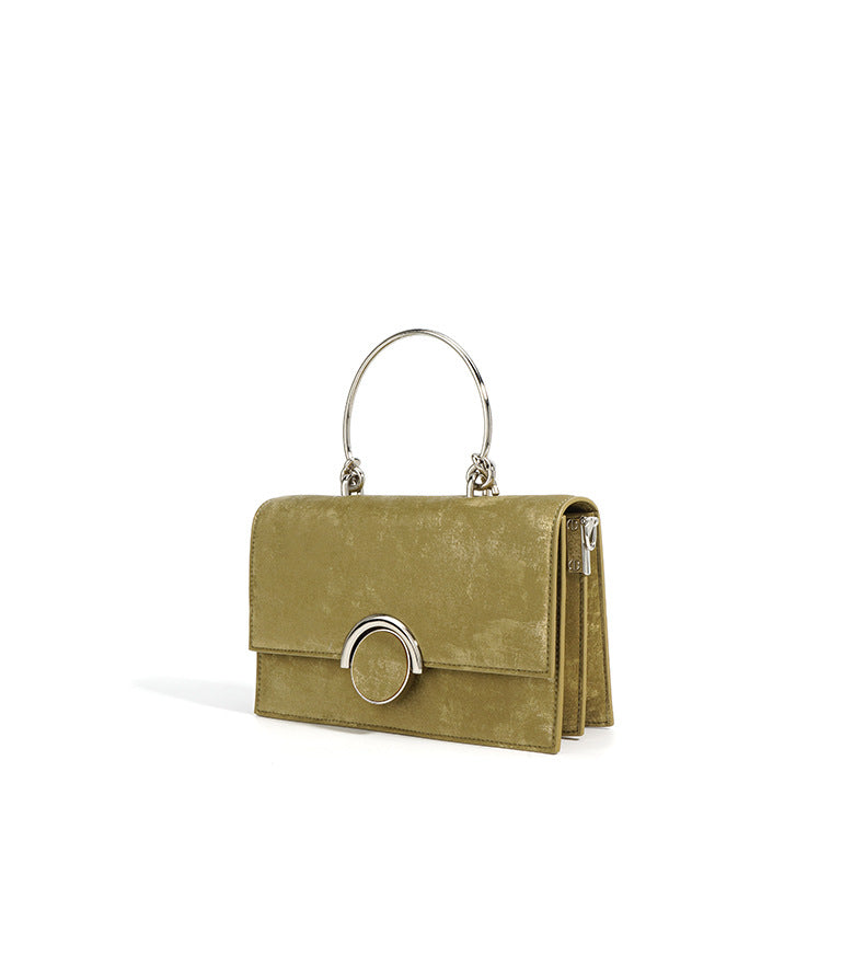 structured velvet top-handle bag with stone clasp – AMORAM