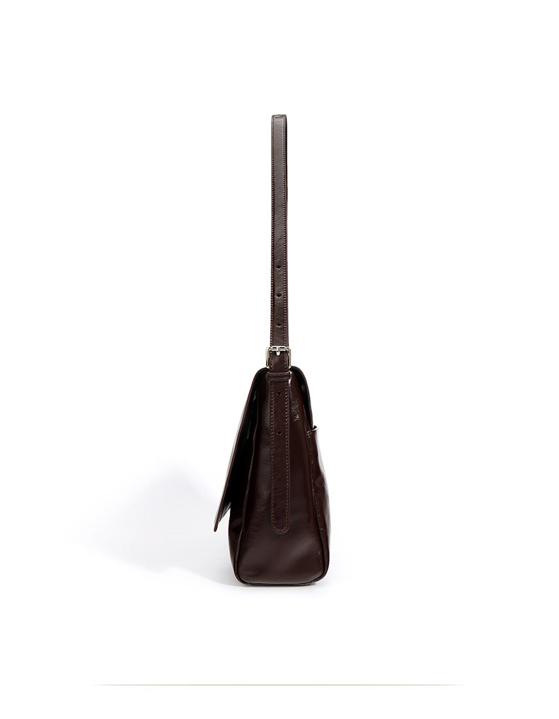 fold-over shoulder bag in glossy leather - KAIR