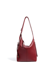 textured leather shoulder bag with adjustable strap - NORDA