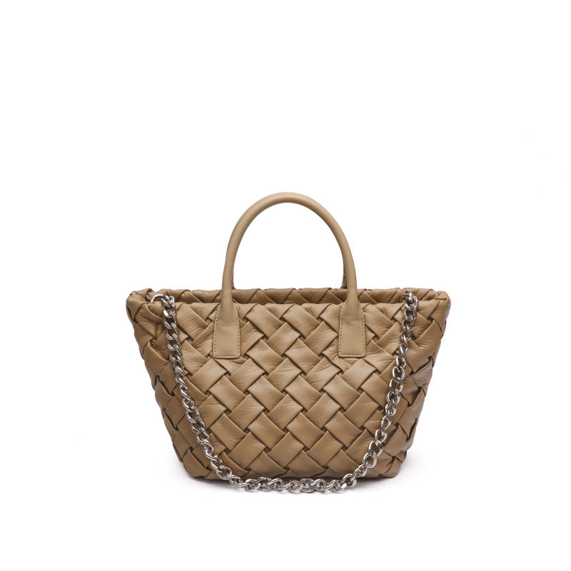 quilted woven tote with chain strap – DAKOTA