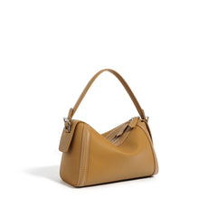 boxy leather handbag with top handle – CAMELIA