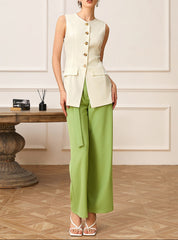 Sleeveless buttoned shirt with front pockets - Awrizu
