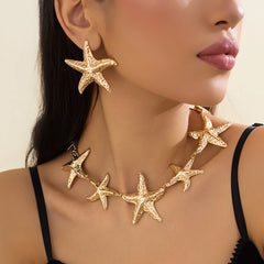 Starfish statement necklace and earrings set - Cujri