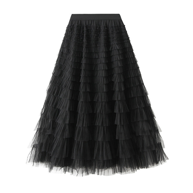 Multi-layered midi skirt with elastic waistband - Sidvu