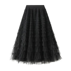 Multi-layered midi skirt with elastic waistband - Sidvu