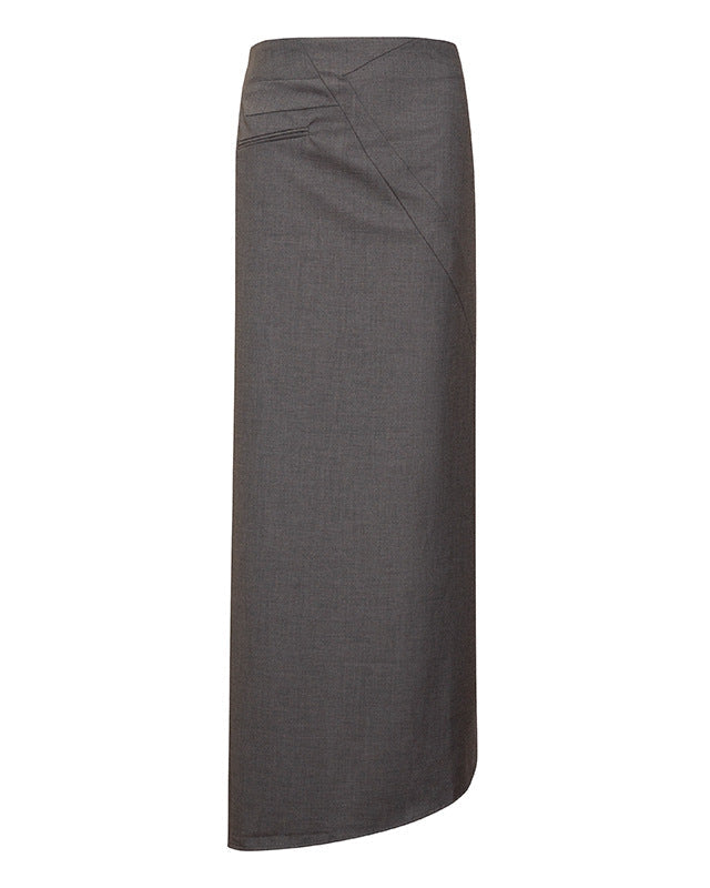 Asymmetric column skirt with stitched waist detail – Nutrila