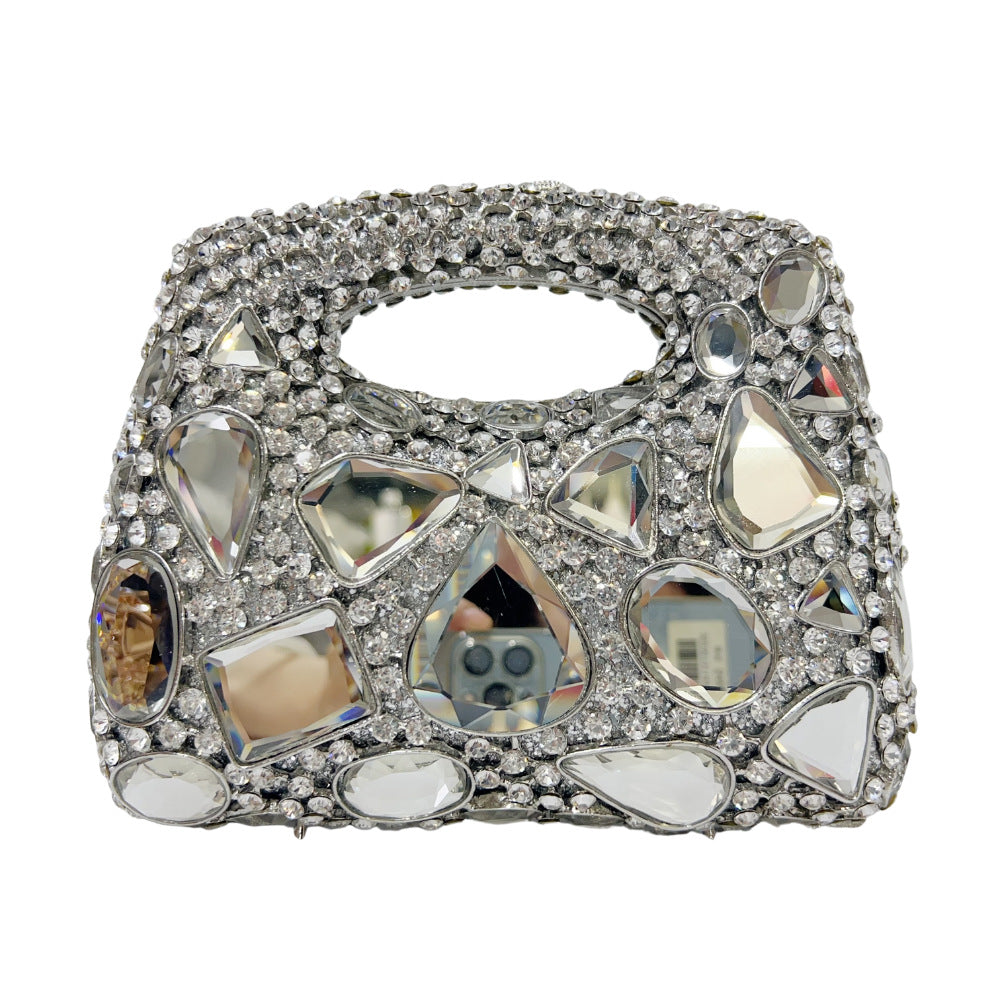 Embellished structured clutch bag with colorful stones - Ninru
